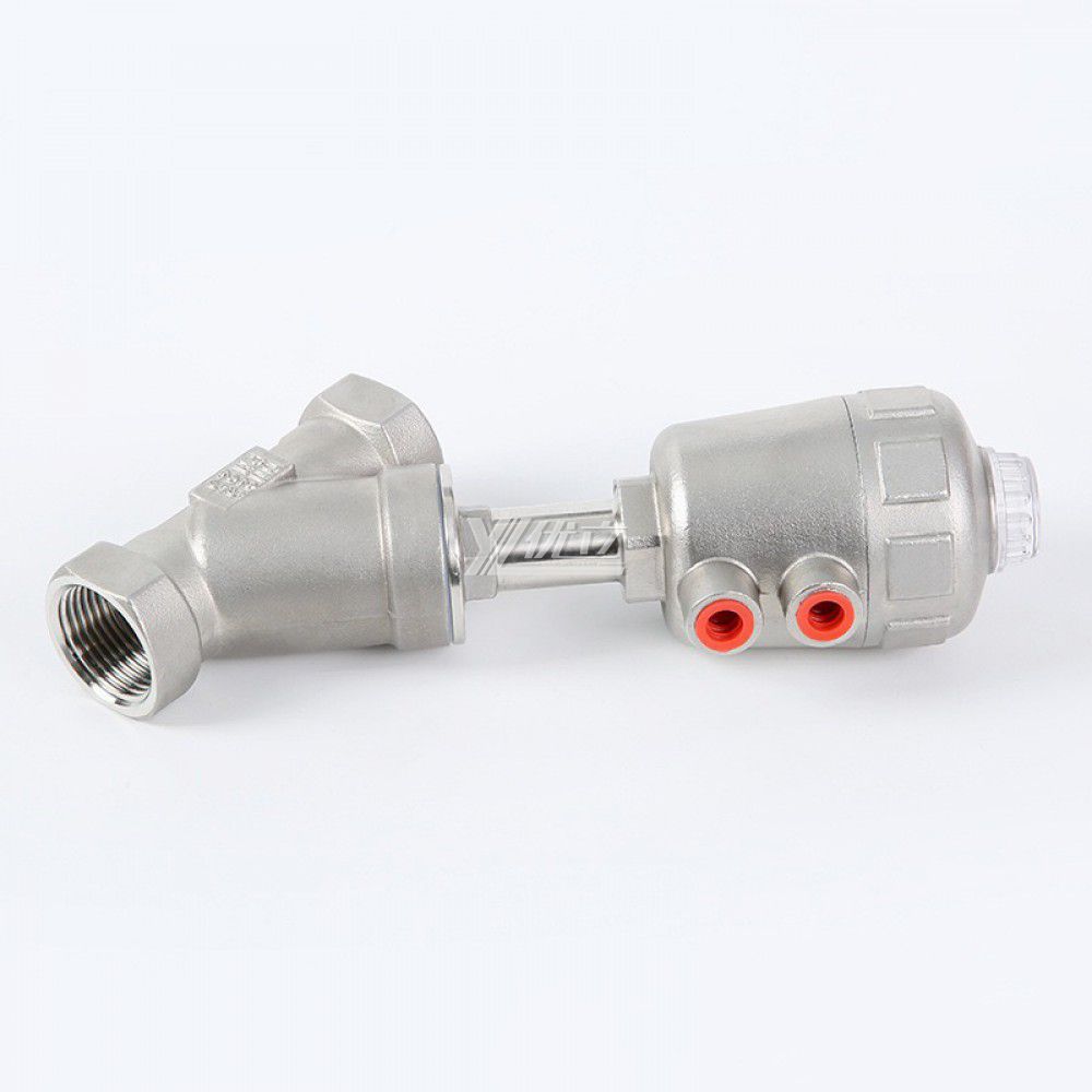 YOULI Premium High Temperature 1.6mpa 304 316 BSP NPT Stainless Steel Head Pneumatic Female Threaded Angle Seat Valve