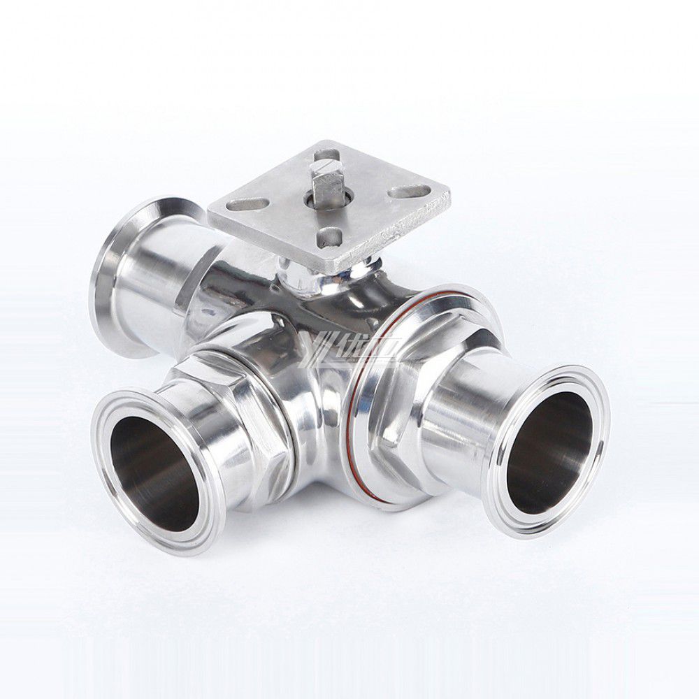 YOULI Hygienic Food Grade Sanitary Stainless Steel 304 316 Non Retention Manual 3 Way Tri Clamped Ball Valve
