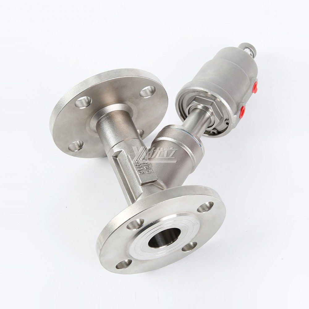 YOULI High Temperature  Steam 1.6mpa 304 316 PN16 150lb Jis 10k Stainless Steel Head Pneumatic Flanged Angle Seat Valve