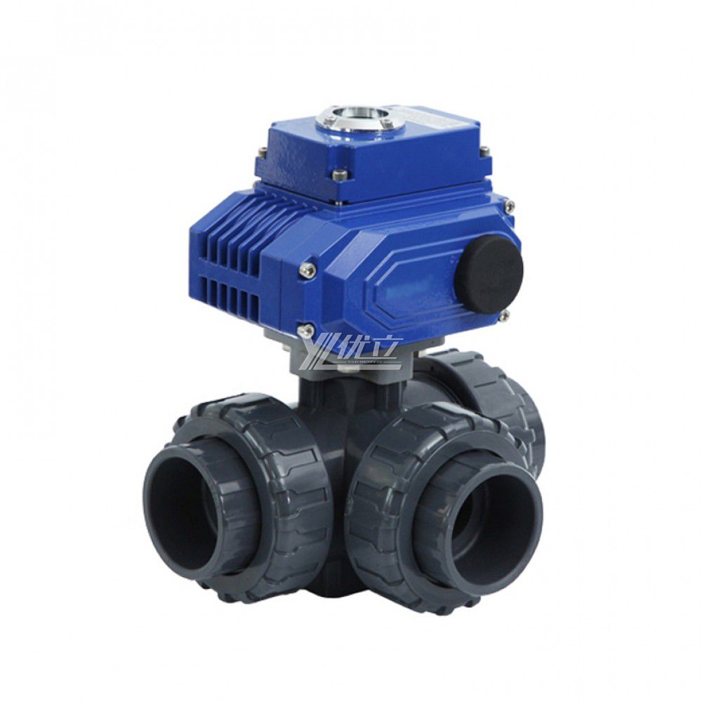 YOULI Zero Leakage DN15 to DN100 PVC UPVC CPVC Plastic  Motorized Electric Actuator 3 Way Union Ball Valve