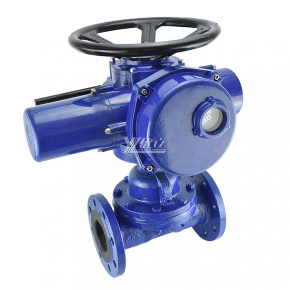 YOULI ANSI 150LB 304 316 1.6mpa WCB  4-20ma Motorized AC380V Rubber Lined Electric Flange Diaphragm Valve