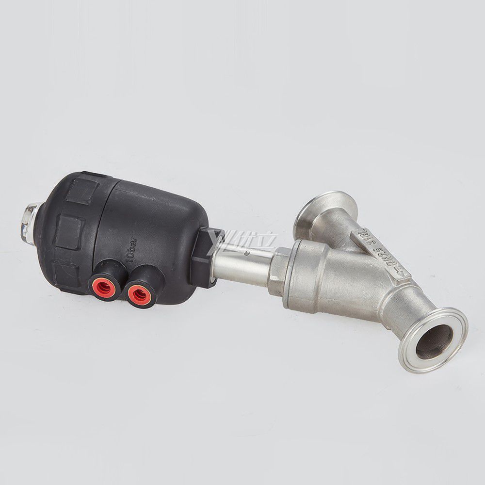 YOULI High Temperature Steam 1.6mpa 304 316 Clamp 50.5mm Plastics Head Pneumatic Tri Clamped Angle Seat Valve