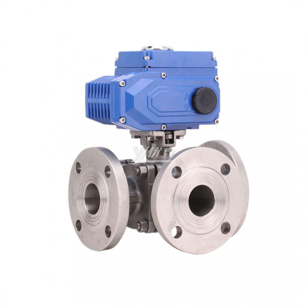 YOULI ANSI 150LB Stainless Steel 304 316 JIS 10K Pn16-pn64 WCB 4-20ma Motorized AC220V Electric Three Way Flanged Ball Valve