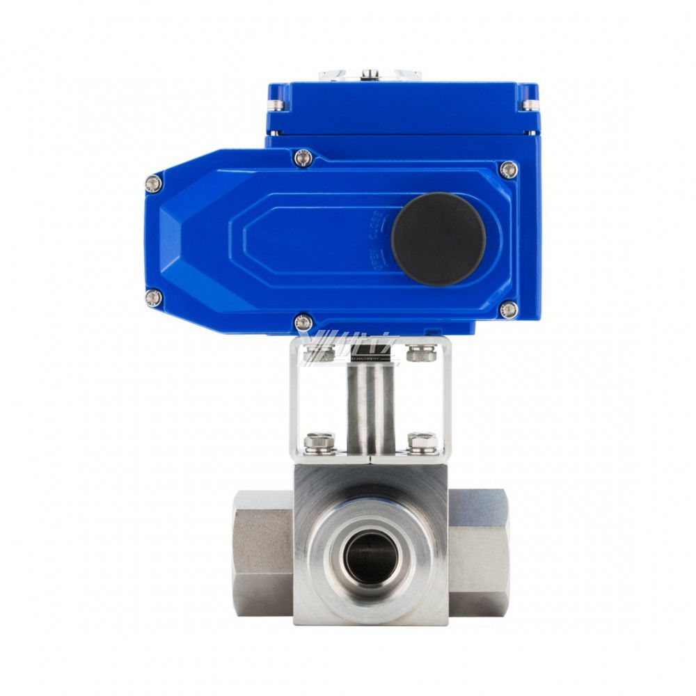 YOULI NPT BSP 6000psi PN500 304 316 Stainless Steel Motorized AC220V KHB High Pressure Electric Three Way Threaded Ball Valve