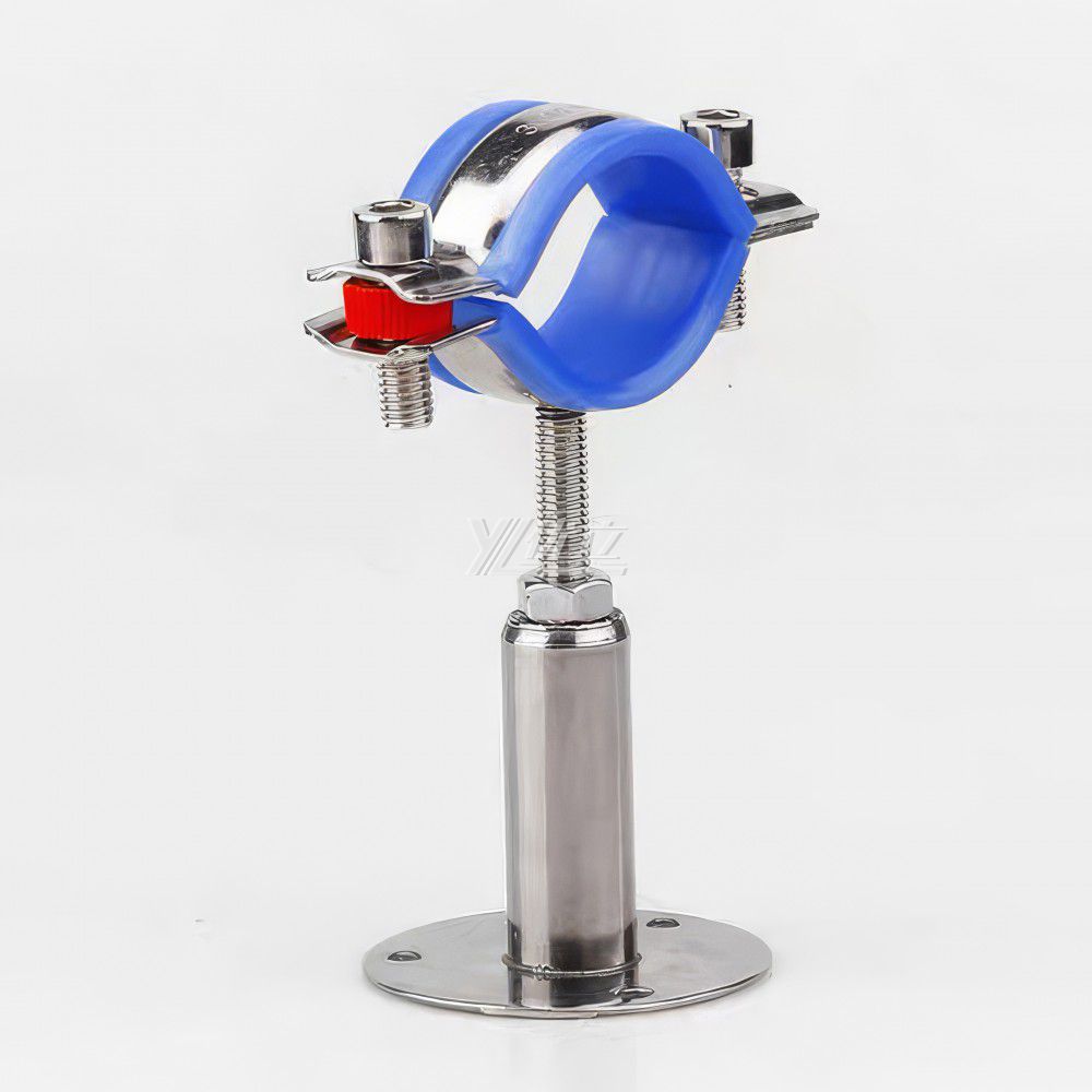 YOULI Sanitary Pipe Fittings Tube Hex Pipe Holder Stainless Steel 304 Regulate With Bracket Handle Welded Round Pipe Holder