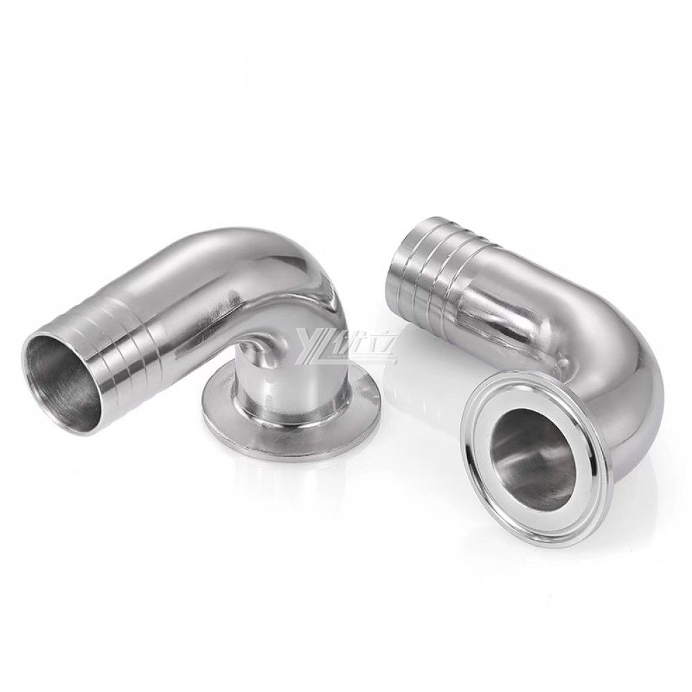 YOULI Hygienic Food Grade Sanitary Stainless Steel 304 SS316L 3A SMS DIN ISO Pipe Fitting 90 Degrees Clamped Hose Elbow