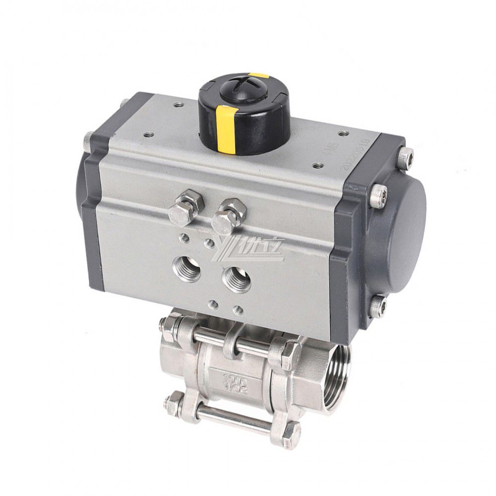 YOULI Durable Anti-leakage Two Way RC NPT BSP  PN16 Stainless Steel 304 316 Pneumatic Actuator 3-PC Thread Ball Valve