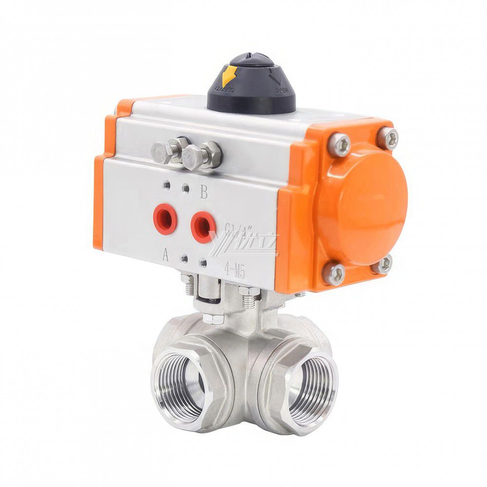 YOULI High-pressure RC NPT BSP PN16 Stainless Steel 304 316 LL Type Pneumatic Actuator 4-way Thread Ball Valve