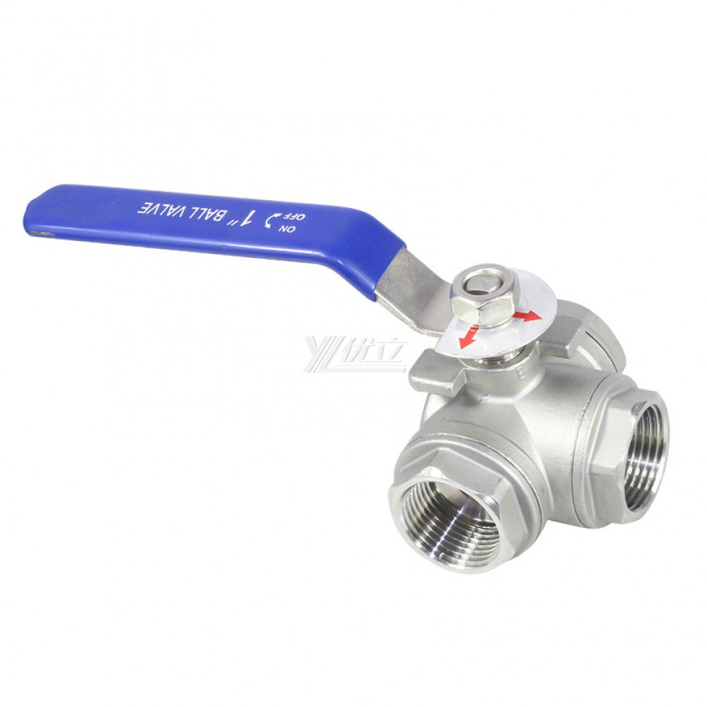 YOULI Stainless steel NPT BSP 1.6mpa valve ball with handle lock ss 304 316 T-port manual 2 inch 3-way threaded ball valve