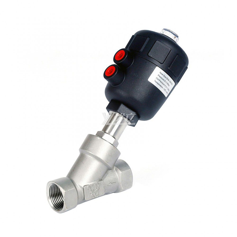 YOULI 1.6mpa High Temperature Water Gas Oil Steam 304 316 BSP NPT Stainless Steel Pneumatic Female Threaded Angle Seat Valve