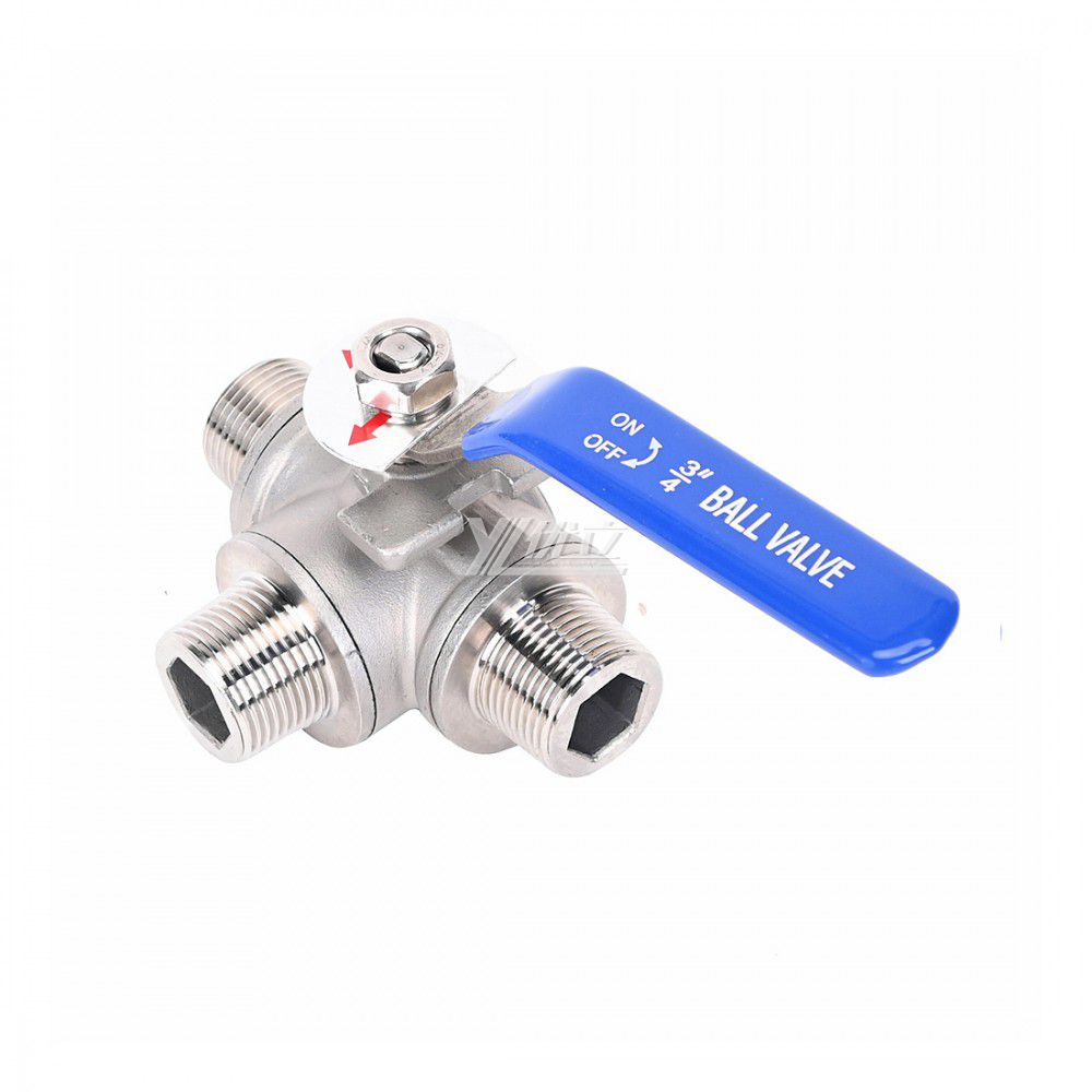 YOULI high temperature NPT BSP PN16 1000WOG  stainless steel 304 316 T-port manual 3 way male threaded Ball Valve