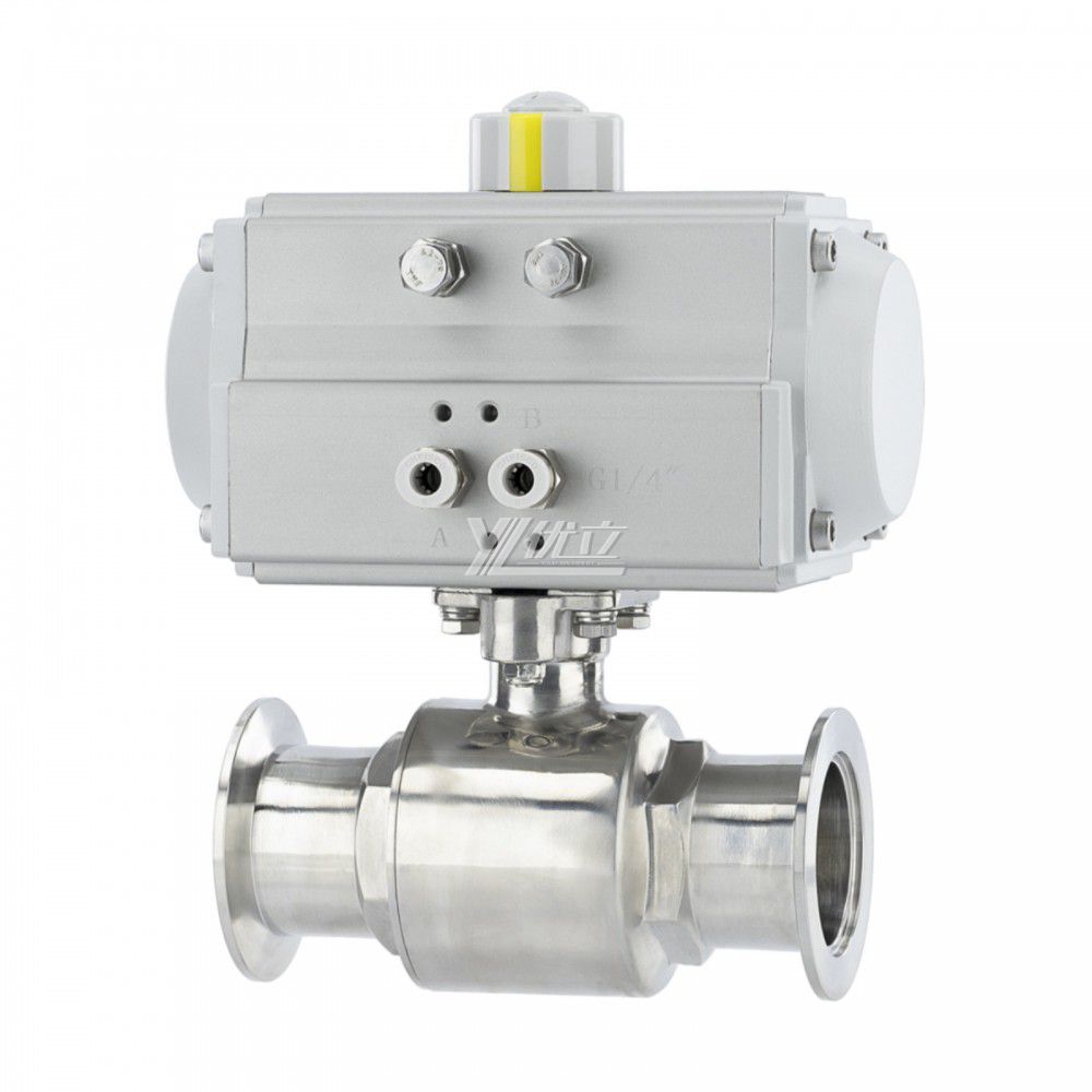 YOULI Hygienic Food Grade Sanitary Stainless Steel 304 316L KF25 Pneumatic Actuator Straight Tri-Clamped Vacuum Ball Valve