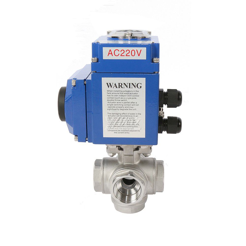 YOULI NPT BSP PN16 Stainless Steel 304 316 On-off Motorized DC24V AC220V 4-20ma Electric 5 Way Thread Ball Valve
