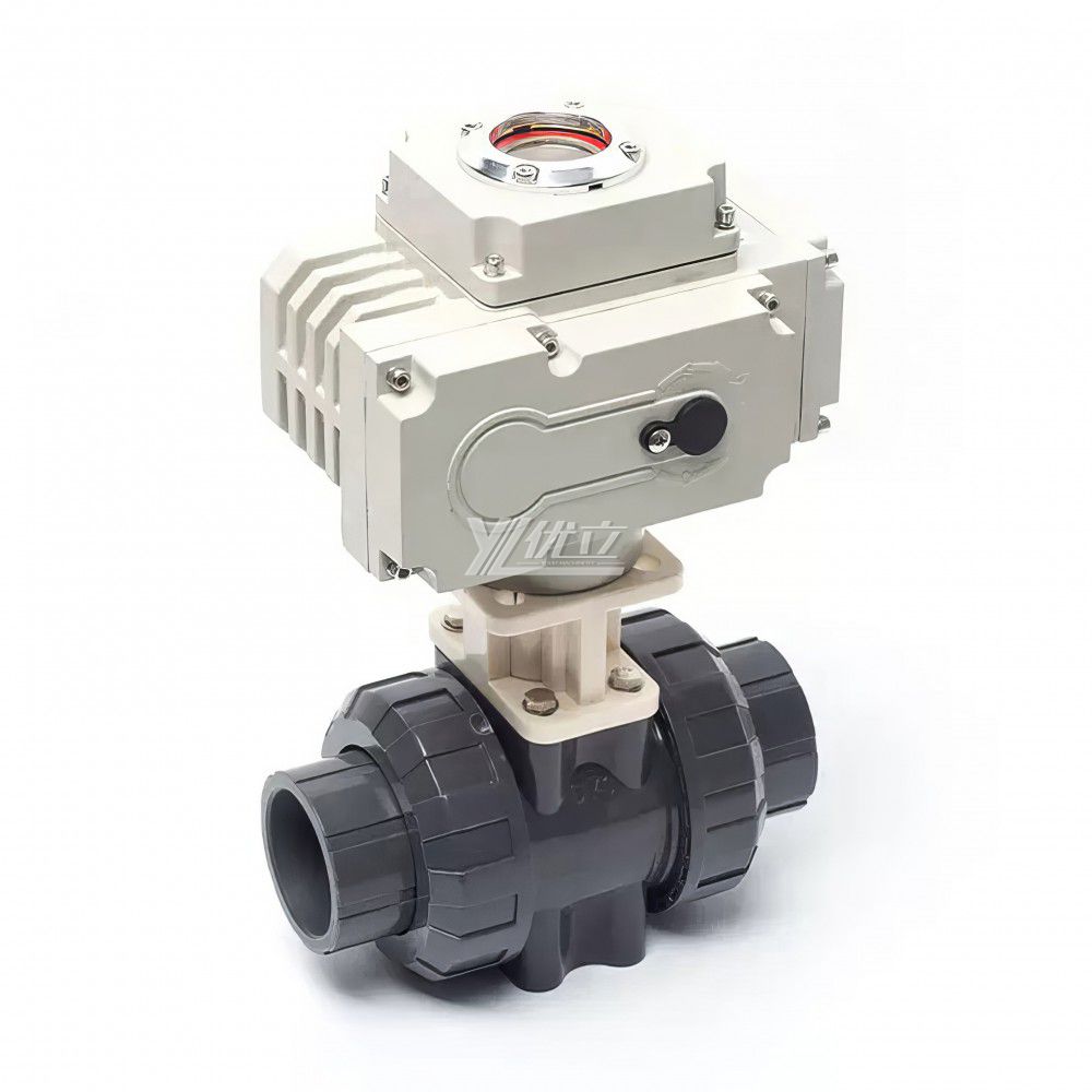 YOULI Zero Leakage DN15 to DN100 PVC UPVC CPVC Plastic 2 Way Motorized Electric Actuator Double Union Socket Weld Ball Valve