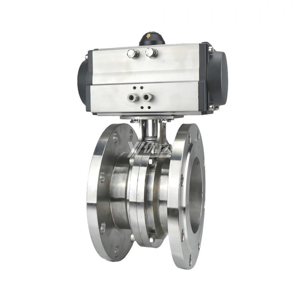 YOULI Hygienic Food Grade Sanitary Stainless Steel 3A/SMS/DIN 304 316L Silicon Pneumatic Actuator Flnaged  Butterfly Valve