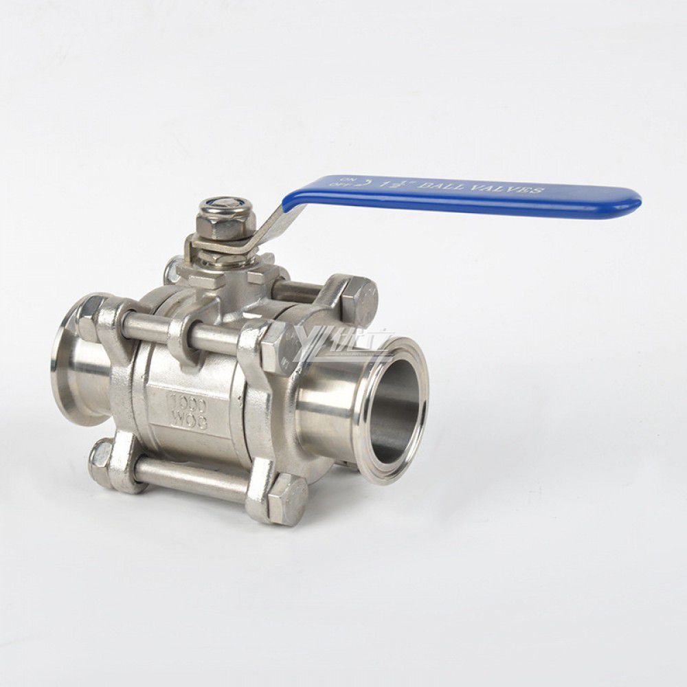 YOULI Hygienic Food Grade Sanitary Stainless Steel 304 316 Beverage Milk Drink Manual 3PC Tri Clamed Ball Valve