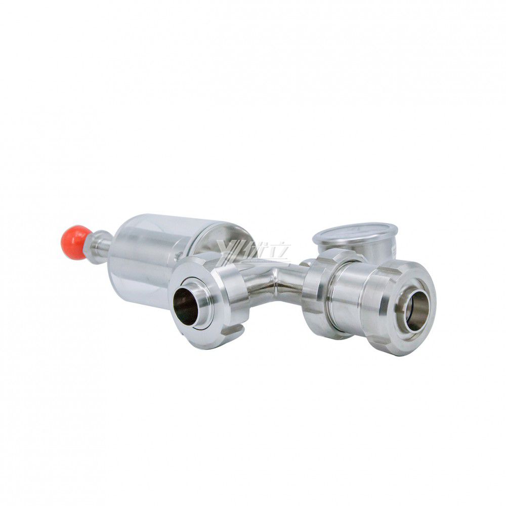 YOULI Hygienic Food Grade Sanitary Stainless Steel 304 316L Butt Welded Pressure Gauge CrossType Exhaust Valve Vent Valve
