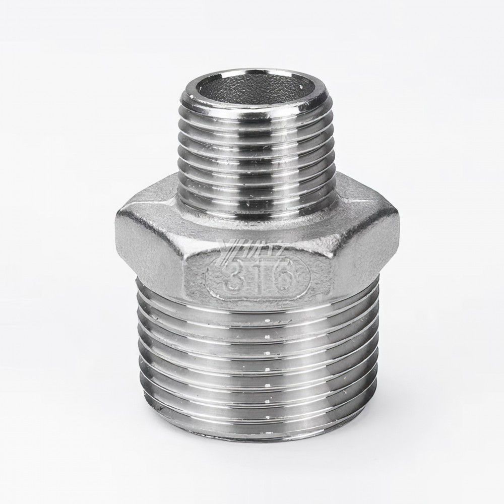YOULI Stainless Steel 304 SS316L BSP NPT Pipe Fitting Reducing Hexagonal Double Male Threaded Ferrule