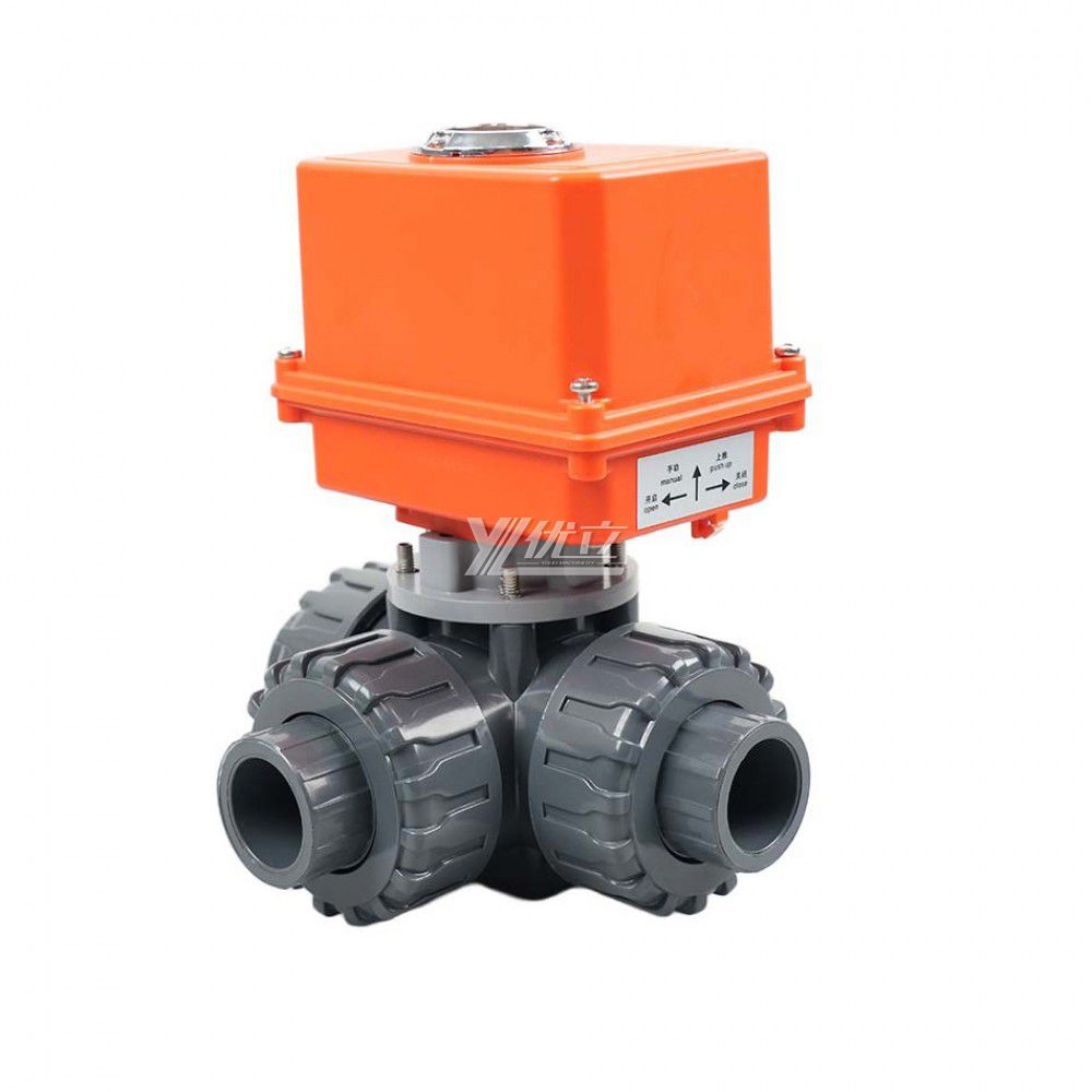 YOULI Zero Leakage DN15 to DN100 PVC UPVC CPVC Plastic  Motorized Electric Actuator 3 Way Union Ball Valve