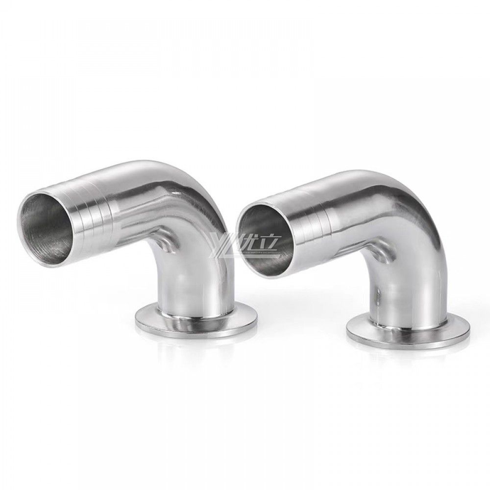 YOULI Hygienic Food Grade Sanitary Stainless Steel 304 SS316L 3A SMS DIN ISO Pipe Fitting 90 Degrees Clamped Hose Elbow