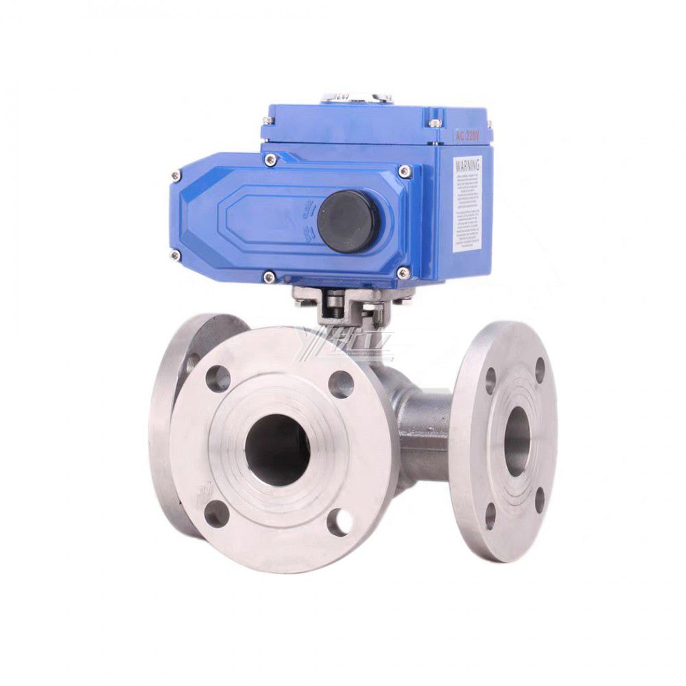 YOULI ANSI 150LB Stainless Steel 304 316 JIS 10K Pn16-pn64 WCB 4-20ma Motorized AC220V Electric Three Way Flanged Ball Valve
