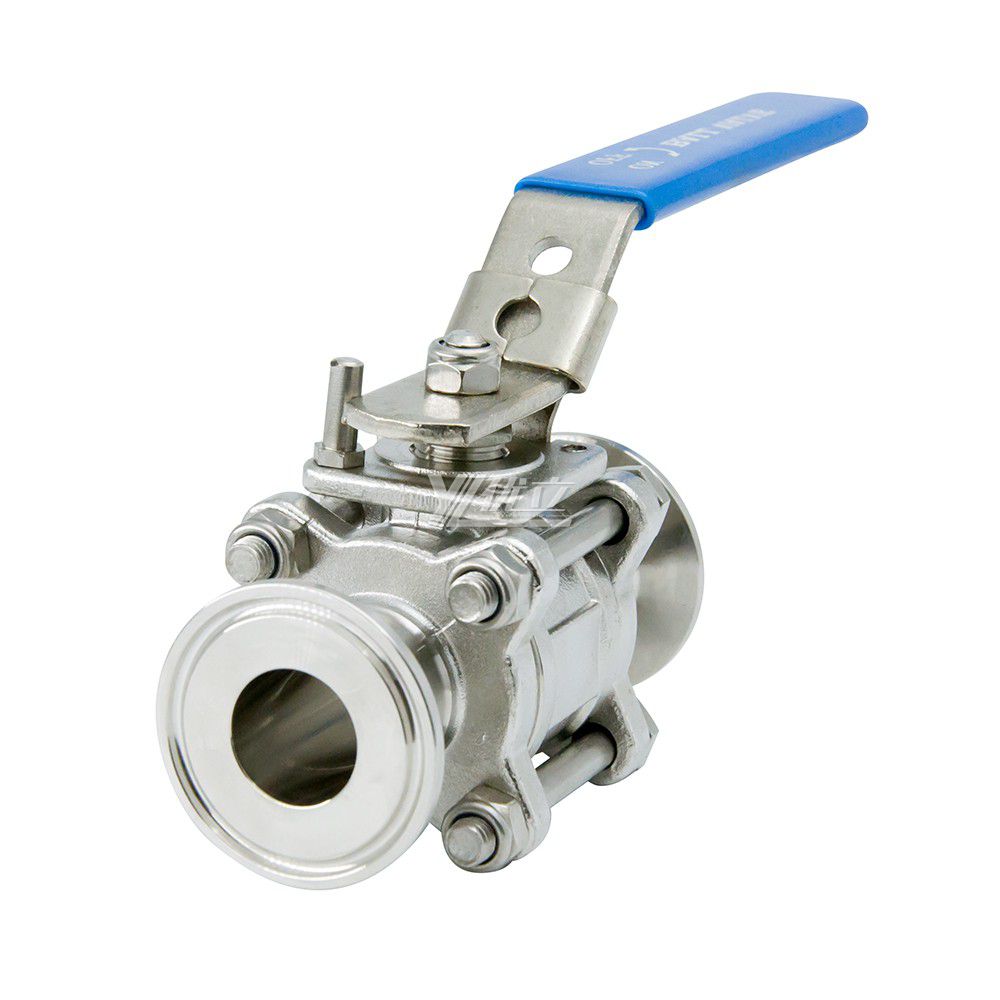 Stainless Steel Sanitary Manual Three-Piece Ball Valve with High Platform