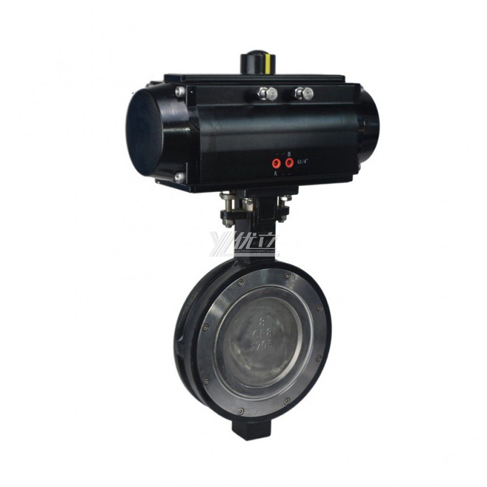 YOULI ANSI 150LB  Stainless Steel Pn16 Carbon Steel Pneumatic High Performance Double Eccentric Wafer Butterfly Valve