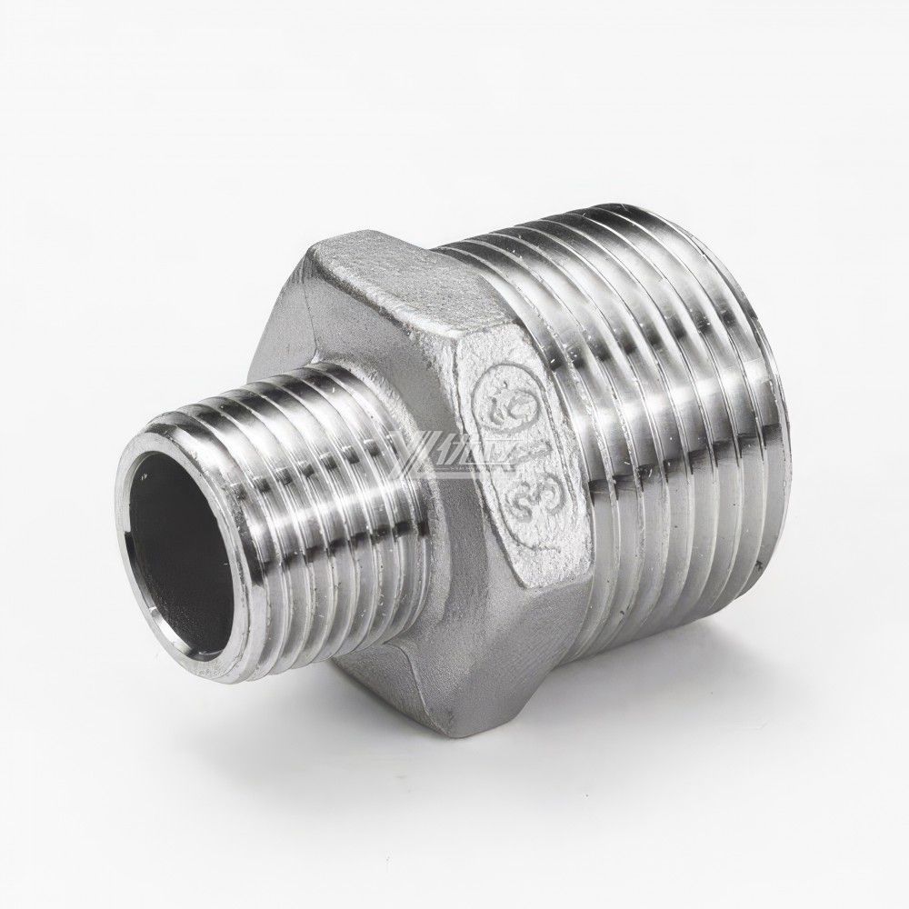 YOULI Stainless Steel 304 SS316L BSP NPT Pipe Fitting Reducing Hexagonal Double Male Threaded Ferrule