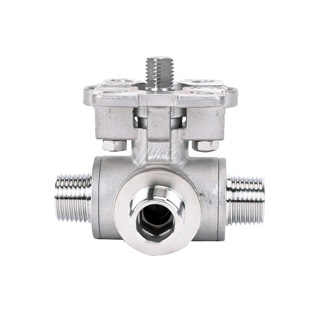 YOULI ISO 5211 RC NPT BSP PN16 1000WOG with Handle Lock Stainless Steel 304 316 LL-port 4 Way Male Threaded Ball Valve