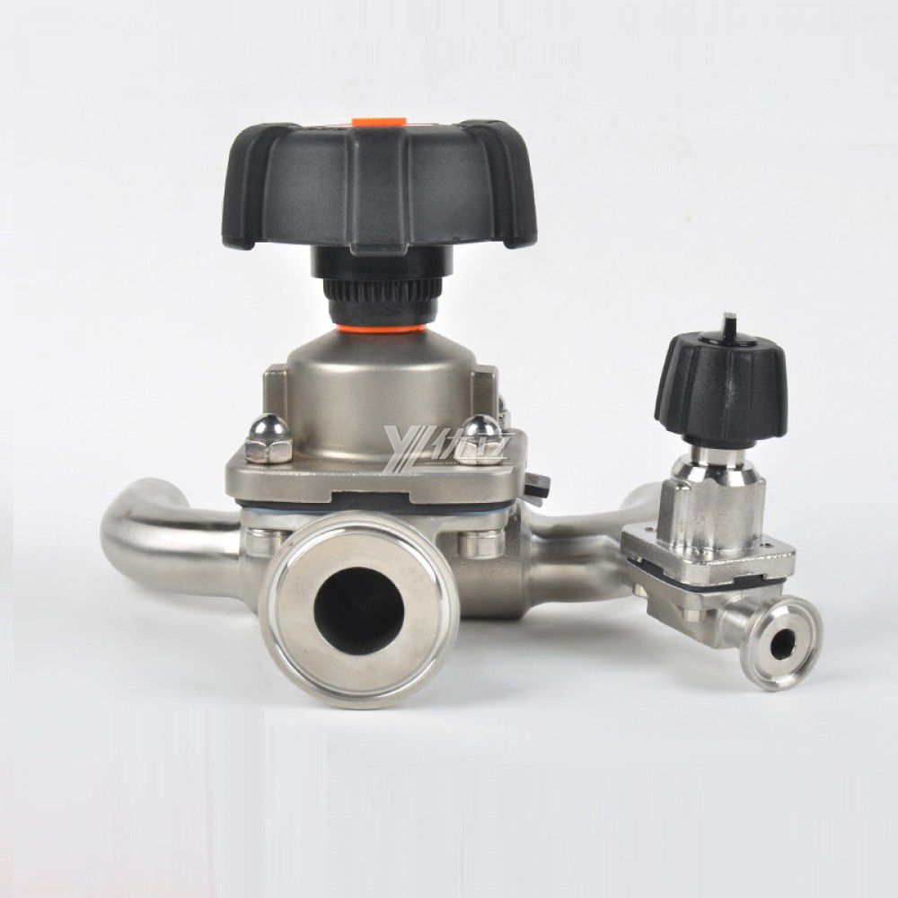 YOULI Hygienic Food Grade Sanitary Stainless Steel 316L with Sample U Type 3 Way Butt Welded Tri-Clamped Diaphragm Valve