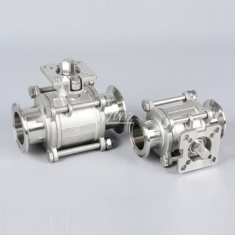 YOULI High Temperature ISO 5211 Mounting Pad Clamp 50.5mm  Pn16 Stainless Steel 304 316  Manual 3PC Tri Clamped Ball Valve