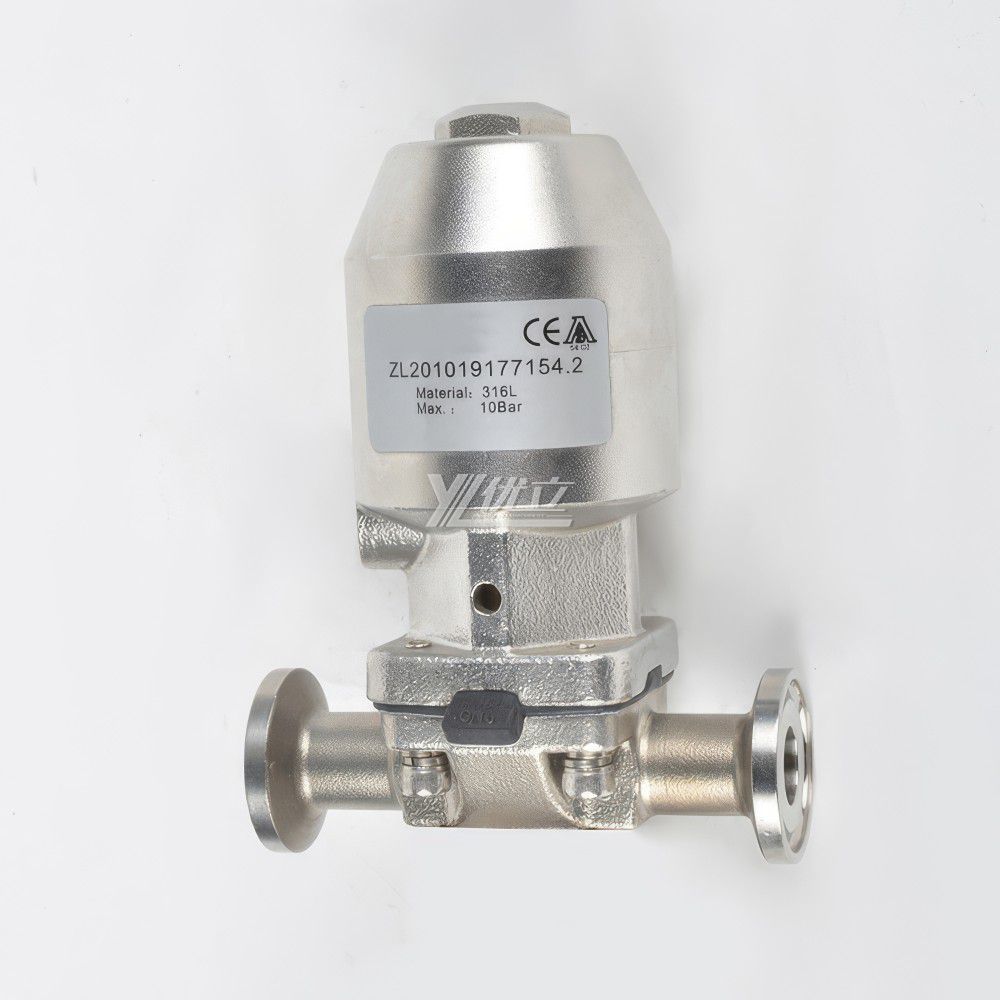 YOULI Hygienic Food Grade Sanitary Stainless Steel Head Biological 316L Straight Tri Clamped Pneumatic Diaphragm Valve