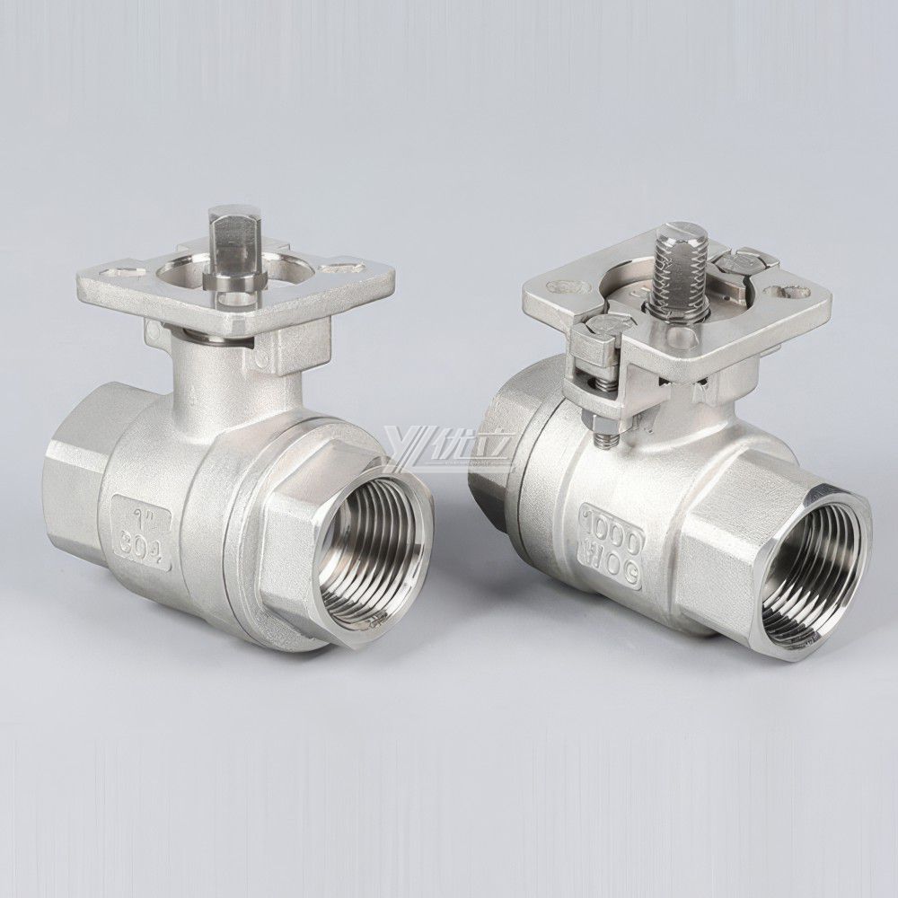 YOULI High temperature ISO 5211 mounting pad stainless steel NPT BSP 1000WOG 1.6mpa 304 316 manual 2 piece thread Ball Valve