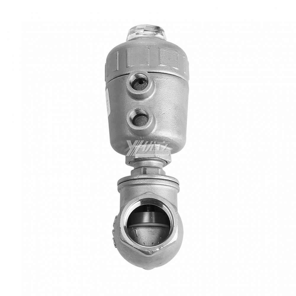 YOULI High Temperature 1.6mpa 304 316 BSP NPT RC T Type Stainless Steel Head Pneumatic Female Threaded Angle Seat Valve