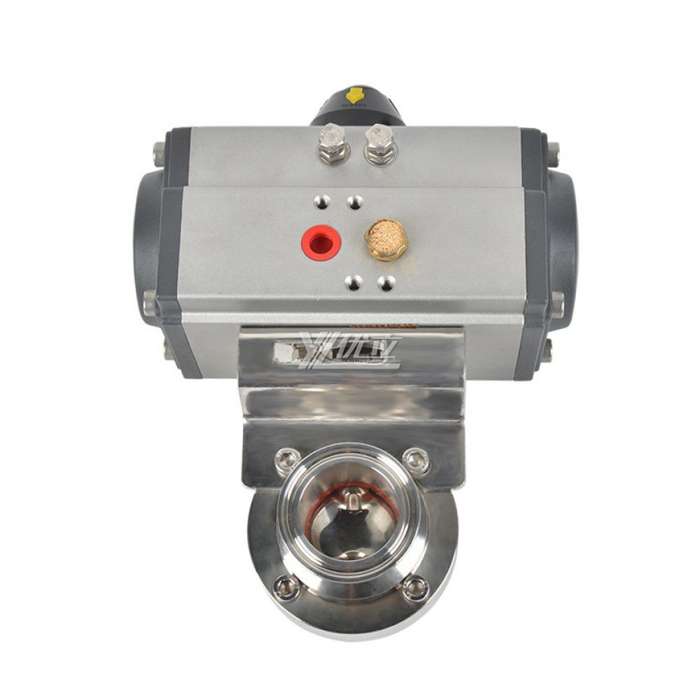 YOULI  Hygienic Food Grade Stainless Steel Single Acting 304 316 Sanitary Pneumatic Actuator Tri Clamped Butterfly Valve