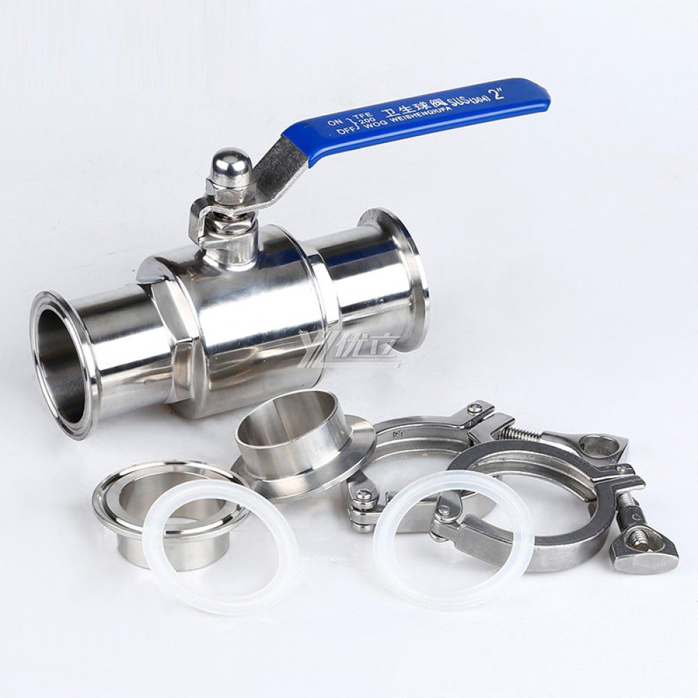 YOULI Hygienic Food Grade Stainless Steel  304 316L Fruit Juice Complete Set  Sanitary Manual Straight Tri Clamped Ball Valve