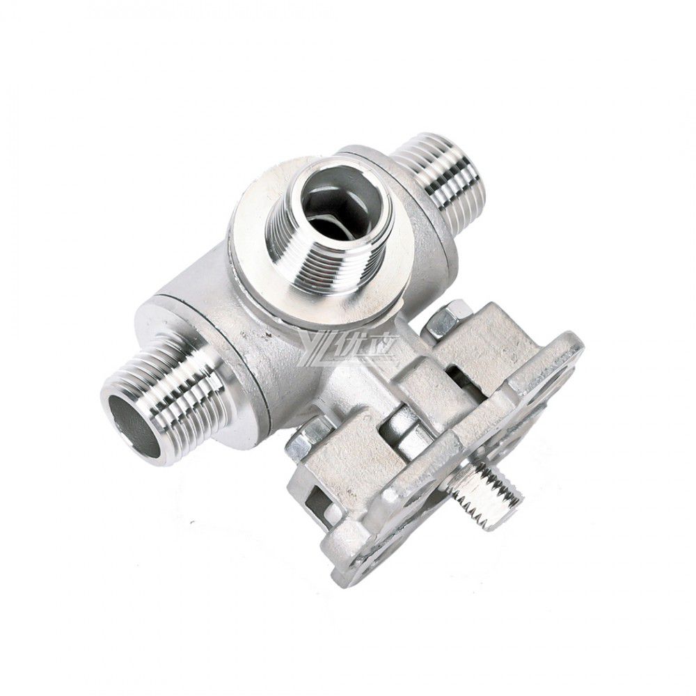 YOULI ISO 5211 RC NPT BSP PN16 1000WOG with Handle Lock Stainless Steel 304 316 LL-port 4 Way Male Threaded Ball Valve