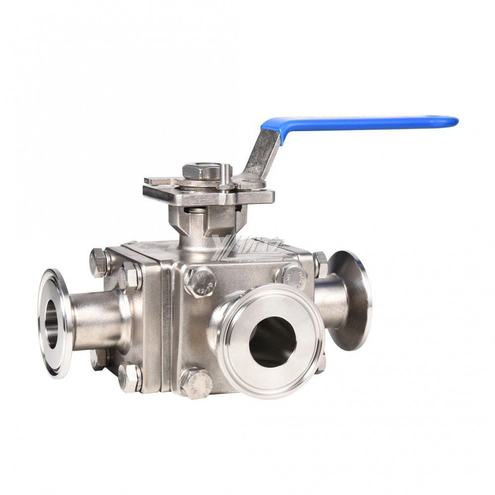 YOULI Hygienic Food Grade Stainless Steel 304 316L Non Retention Milk Beverage Sanitary Manual 3 Way Tri Clamped Ball Valve