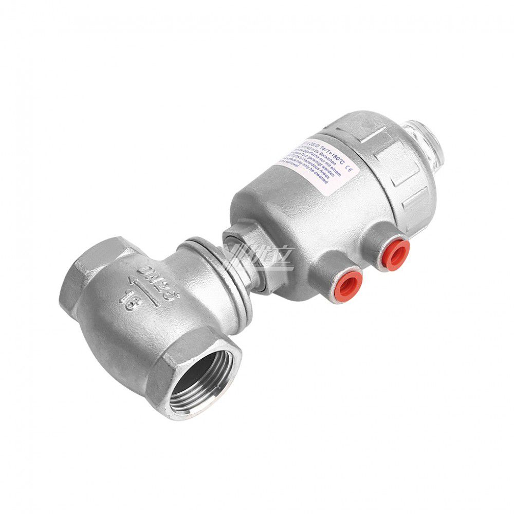 YOULI High Temperature 1.6mpa 304 316 BSP NPT RC T Type Stainless Steel Head Pneumatic Female Threaded Angle Seat Valve