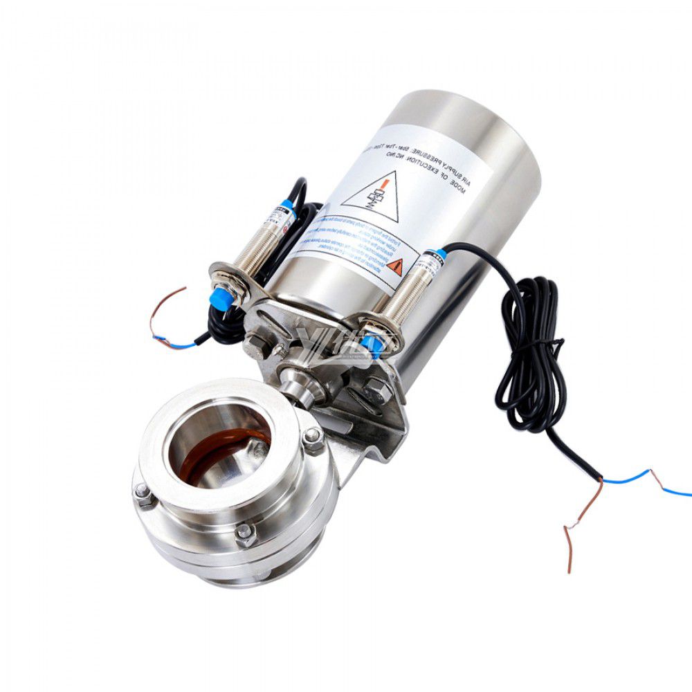 YOULI Hygienic Food Grade Stainless Steel 304 316L KF Sanitary Pneumatic Actuator Tri-Clamped Vacuum Butterfly Valve