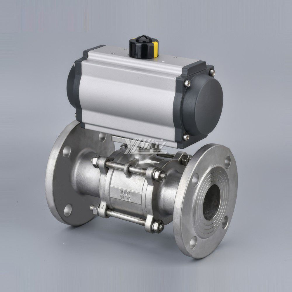 YOULI High Temperature  ANSI 150LB Stainless Steel 304 316 JIS 10K 1.6mpa WCB Pneumatic Actuator Three Piece Flanged Ball Valve