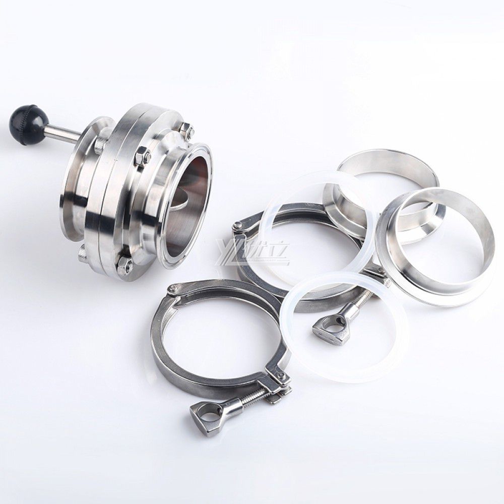 YOULI Hygienic Food Grade Stainless Steel 3A/SMS/DIN 304 316L Silicon Complete Set Sanitary Manual Tri Clover Butterfly Valve