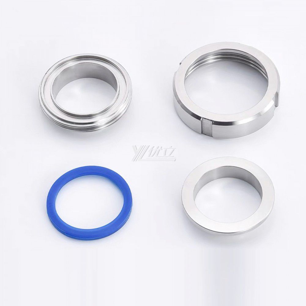 YOULI Hygienic Food Grade Sanitary Stainless Steel 304 SS316L DIN SMS 3A DN25 Round Nut Pipe Fitting 11850 Complete Sets Union