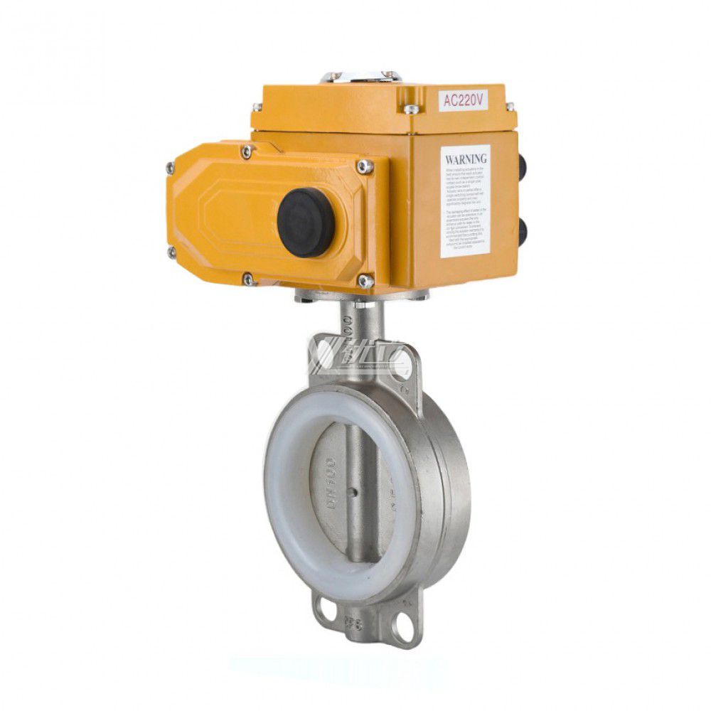 YOULI ANSI 150LB Stainless Steel 304 316 Cast Iron Silicone PTFE Water Motorized AC220V Electric Wafer Butterfly Valve