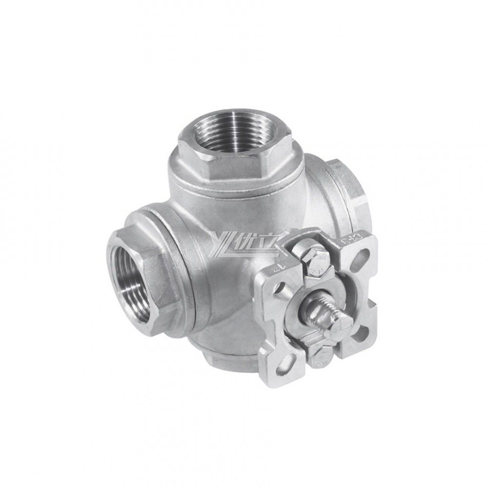 YOULI High temperature Stainless Steel ISO 5211 NPT BSP 1.6mpa 1000WOG 304 316 LL-port four-way threaded Ball Valve