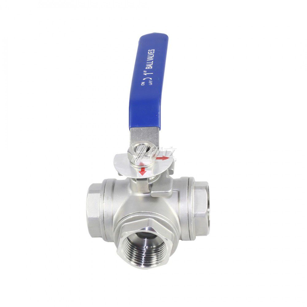 YOULI Stainless steel NPT BSP 1.6mpa valve ball with handle lock ss 304 316 T-port manual 2 inch 3-way threaded ball valve