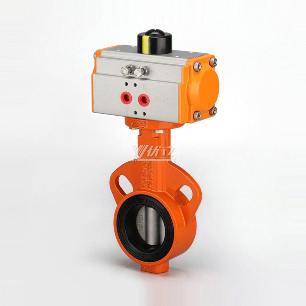 YOULI DN25 ALLOY Stainless Steel WCB Cast Iron Pn16 Soft Seal Pneumatic Actuator Wafer Butterfly Valve