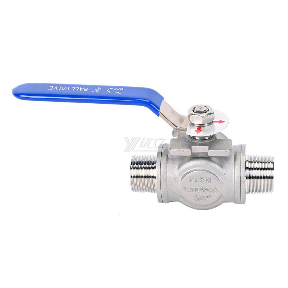 YOULI high temperature NPT BSP PN16 1000WOG  stainless steel 304 316 T-port manual 3 way male threaded Ball Valve