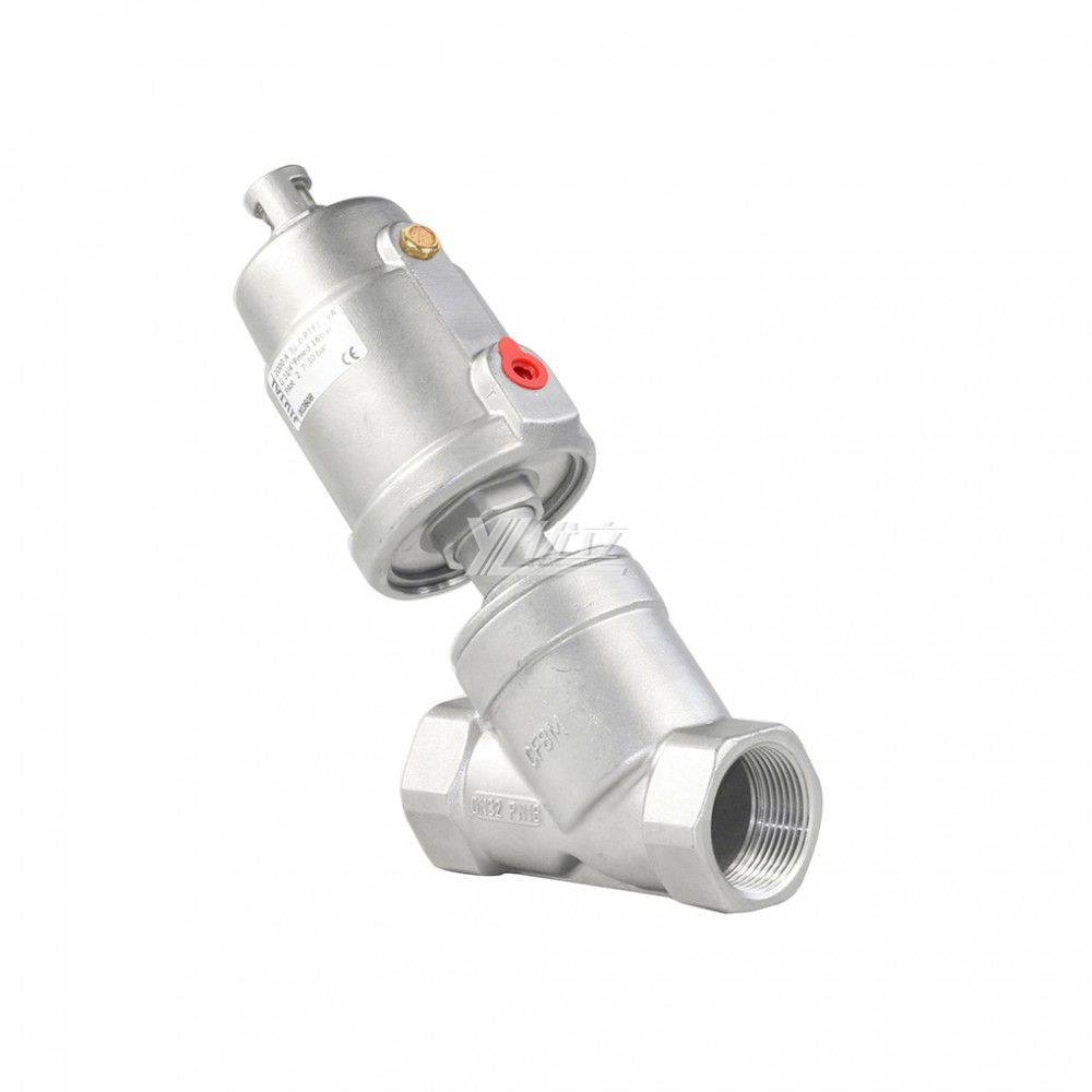 YOULI PN16-25 304 316 BSP NPT Y-Type High Temperature All Stainless Steel Head Pneumatic Female Screw Threaded Angle Seat Valve