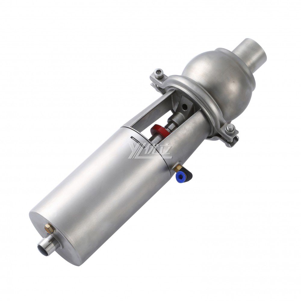 YOULI Hygienic Food Grade Sanitary Stainless Steel 304 316L Feedback signal Pneumatic L Type Butt Welded Cut-off Stop Valve